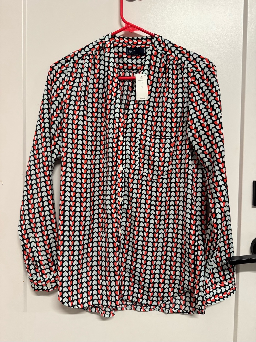Gap Button-Up Heart Print Blouse XS